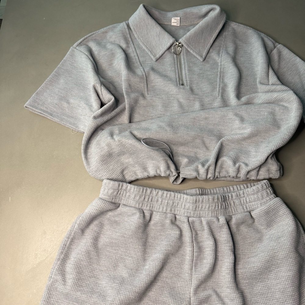 Gray Women's Crop Top with Zipper